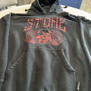 vintage 90s y2k stone brewing company skate style faded hoodie devil size 2XL